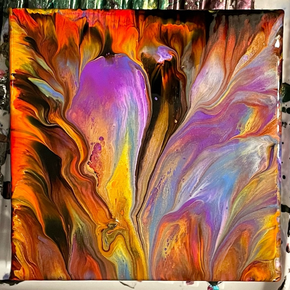 Title: The Colorful Crow - Original Art Work (Paint Pour)